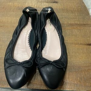SJP black lather ballet flats